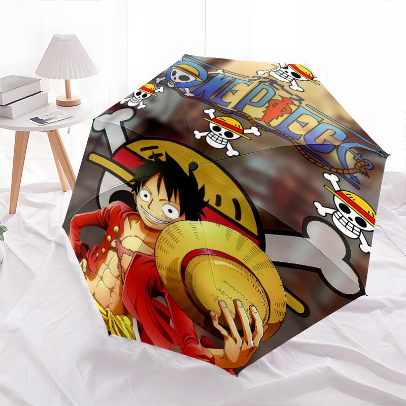 1 PC Automatic Folding Umbrella - One Piece Monkey D Luffy Pattern Portable Foldable Design With 8 Ribs Christmas Birthday Gifts