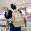 New Contrasting Color Large-capacity College Student Backpack Street Shot Retro Leisure High School Travel Backpack Junior High School Bag