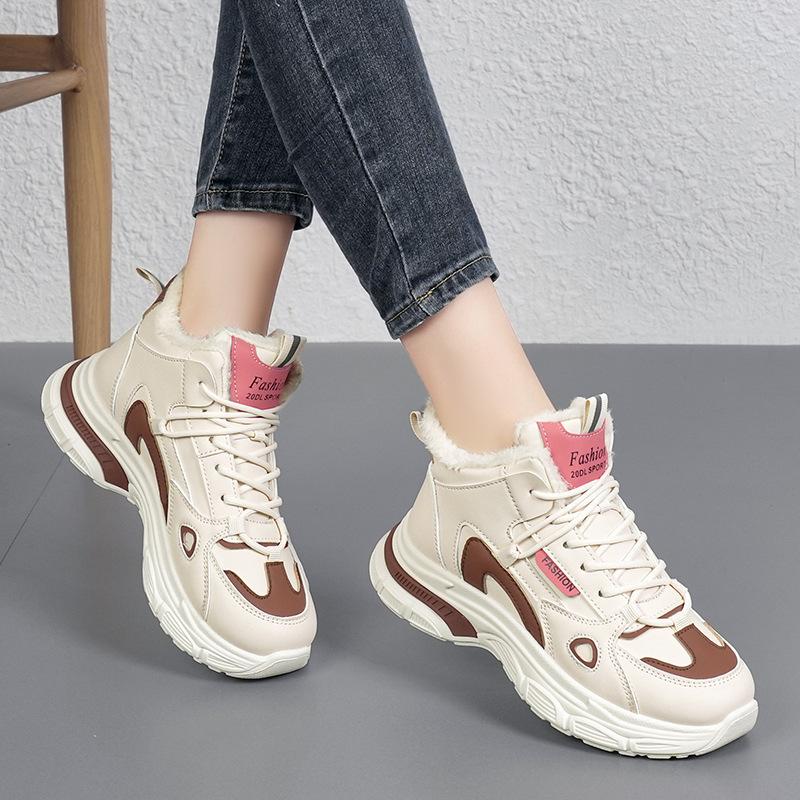 

Large size new winter women s cotton shoes with velvet thermal sneakers women s thick soles 43