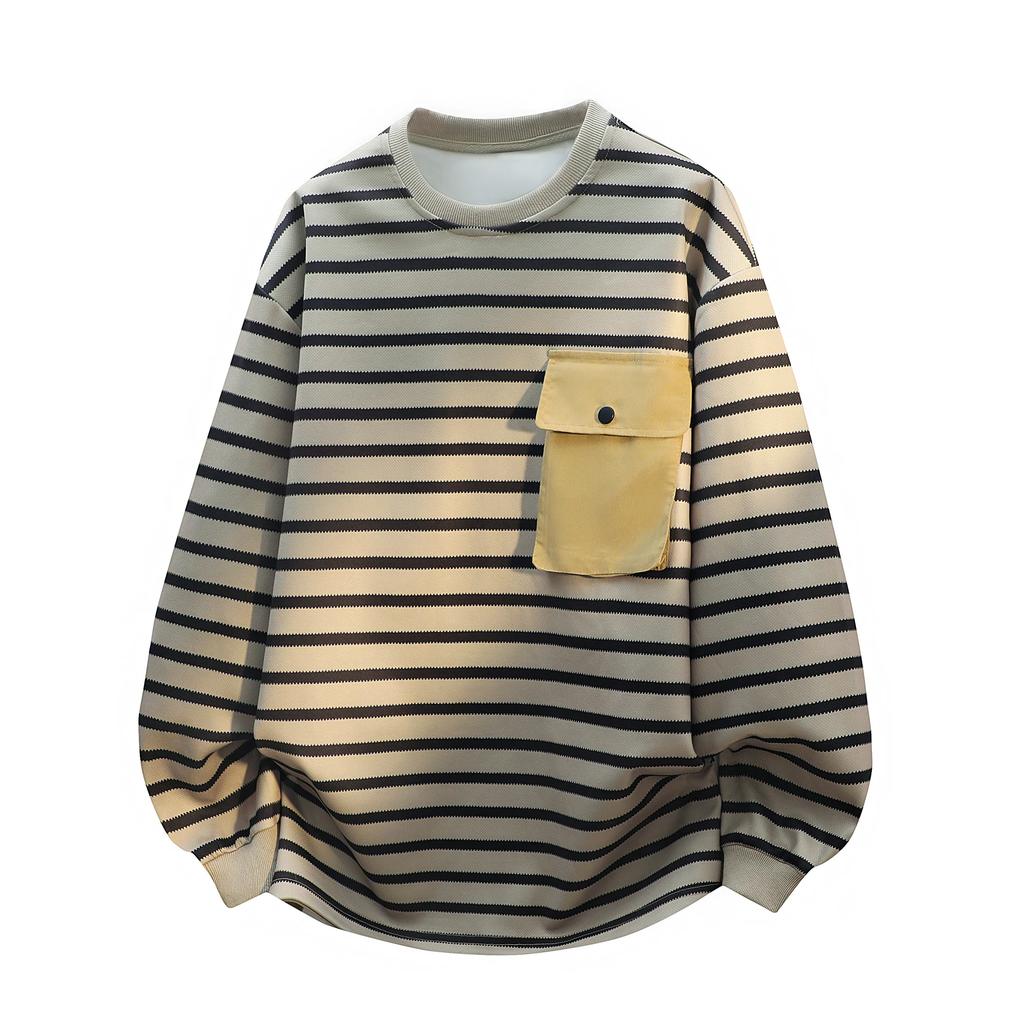 2026 Mens Striped O-Neck T-Shirt Men Long Sleeve Base Shirt Man Sweatshirt Male Casual Tshirts Male Unisex Vintage Top Pullover