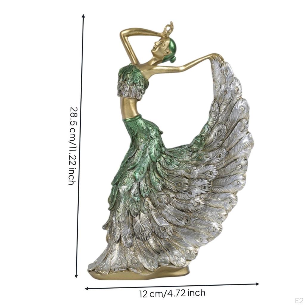 Figurka Tancerki Pawia Zgrabny Posąg Elegancka Tańcząca Kobieta do Domu