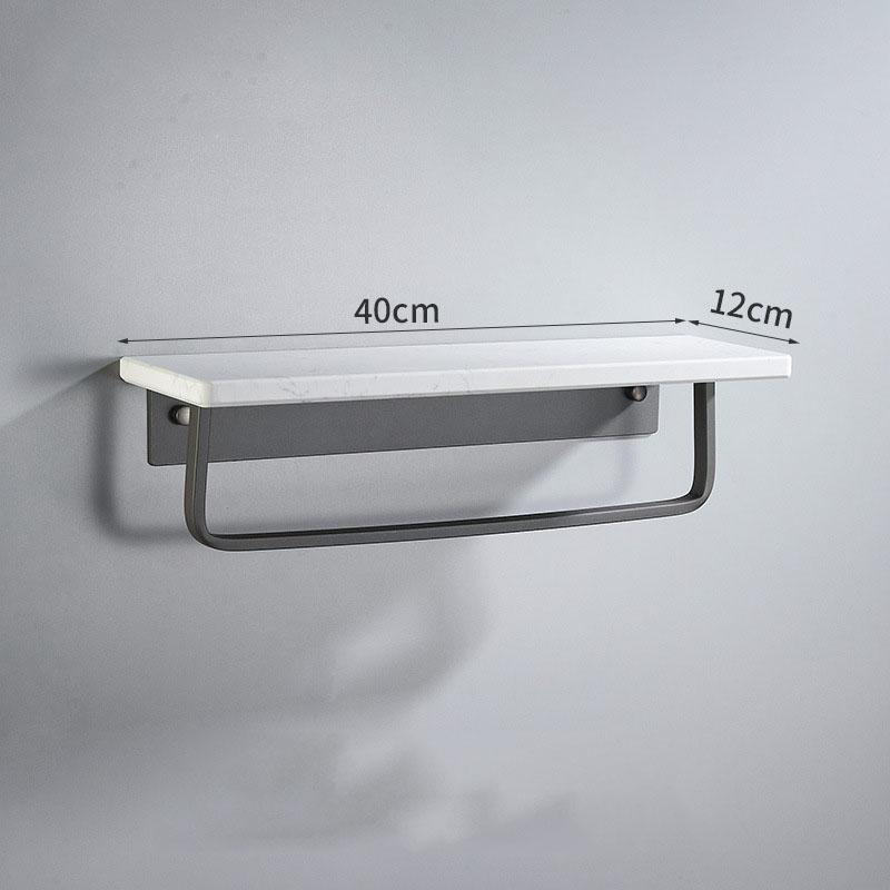 Black/White Marble Bathroom Shelf Wall-mounted Bathroom Storage Rack Aluminum Shower Stand With Rod Bathroom Accessory