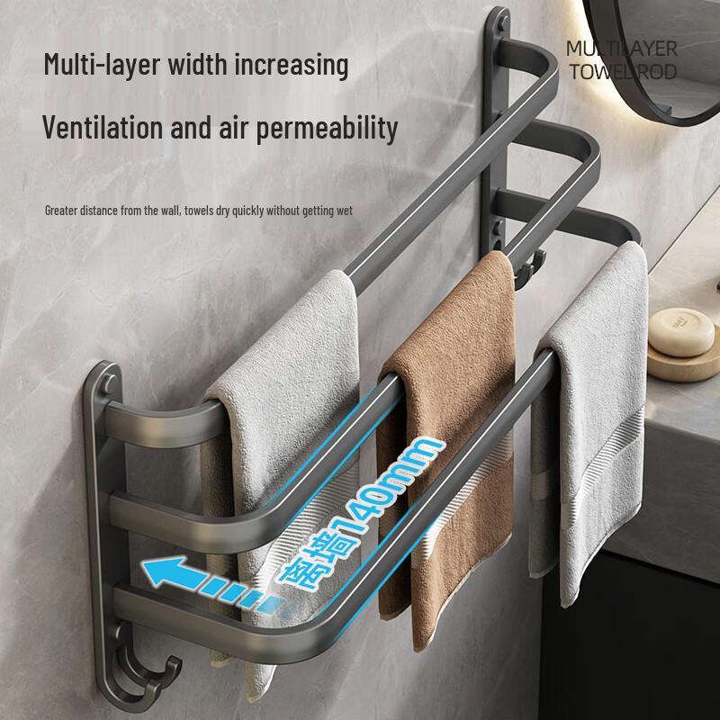HANDUNYOU Gunmetal Grey Double Towel Bar