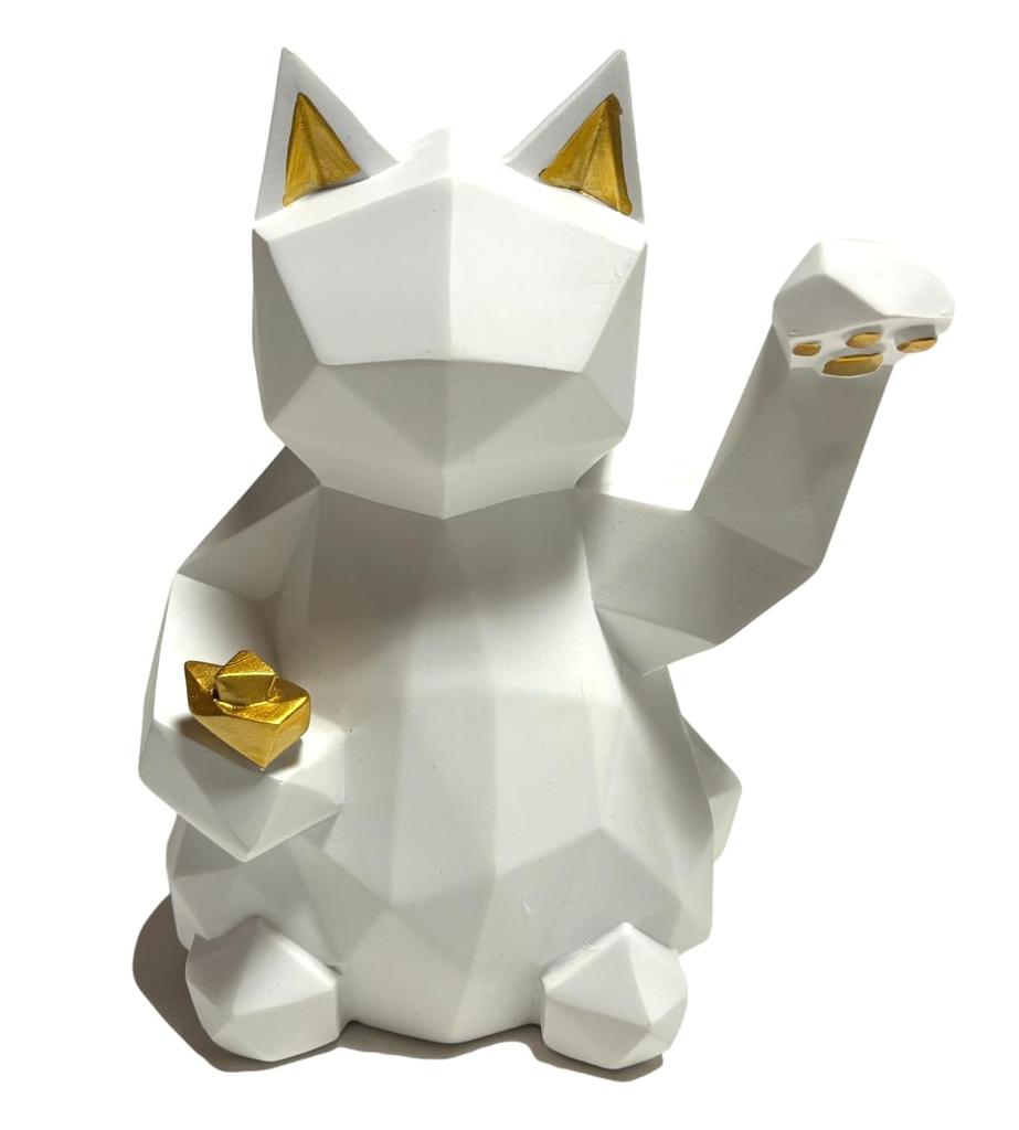 Natura Style Maneki-neko (Lucky Cat) Figurine, Stylish Nordic Style Decor (Small, White)