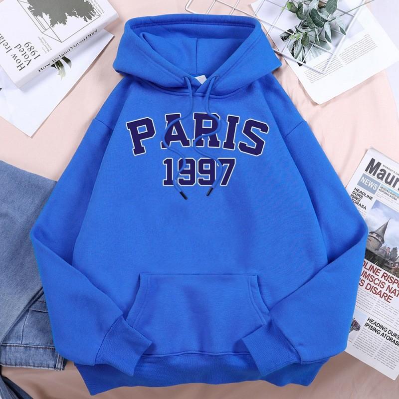 City Letter Print Hoodie Warm Wool Daily Pullover Fashion Casual Loose