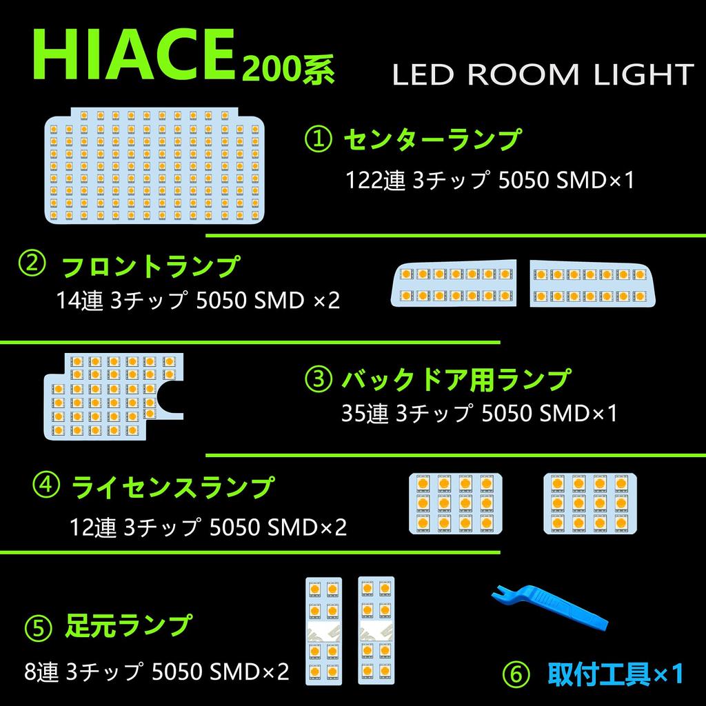 ZXREEK Hiace LED Room Lamp HIACE 200 Series LED Room Lamp Warm White Special Design 3500K Warm White Super Bright Toyota Hiace 200 Series Super GL