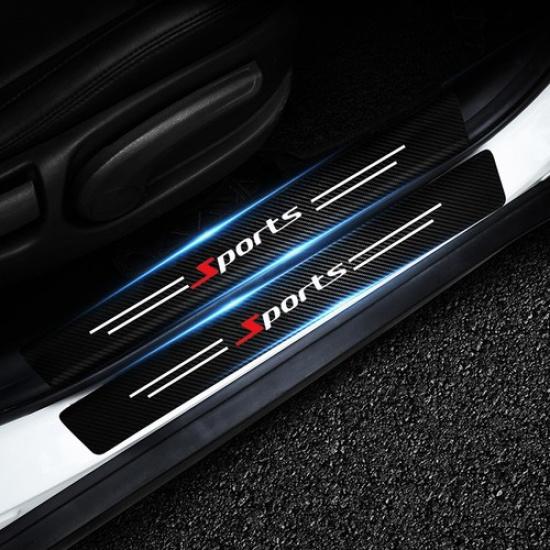 4Pcs/set Carbon Fiber Auto Car Door Plate Sill Scuff Cover Anti-scratch Sticker