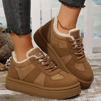Fashion Autumn Winter Warm Platform Sneakers Women Casual Lace Up Non Slip Cotton Padded Shoes Woman 2025 Faux Suede Ankle Boots Mujer