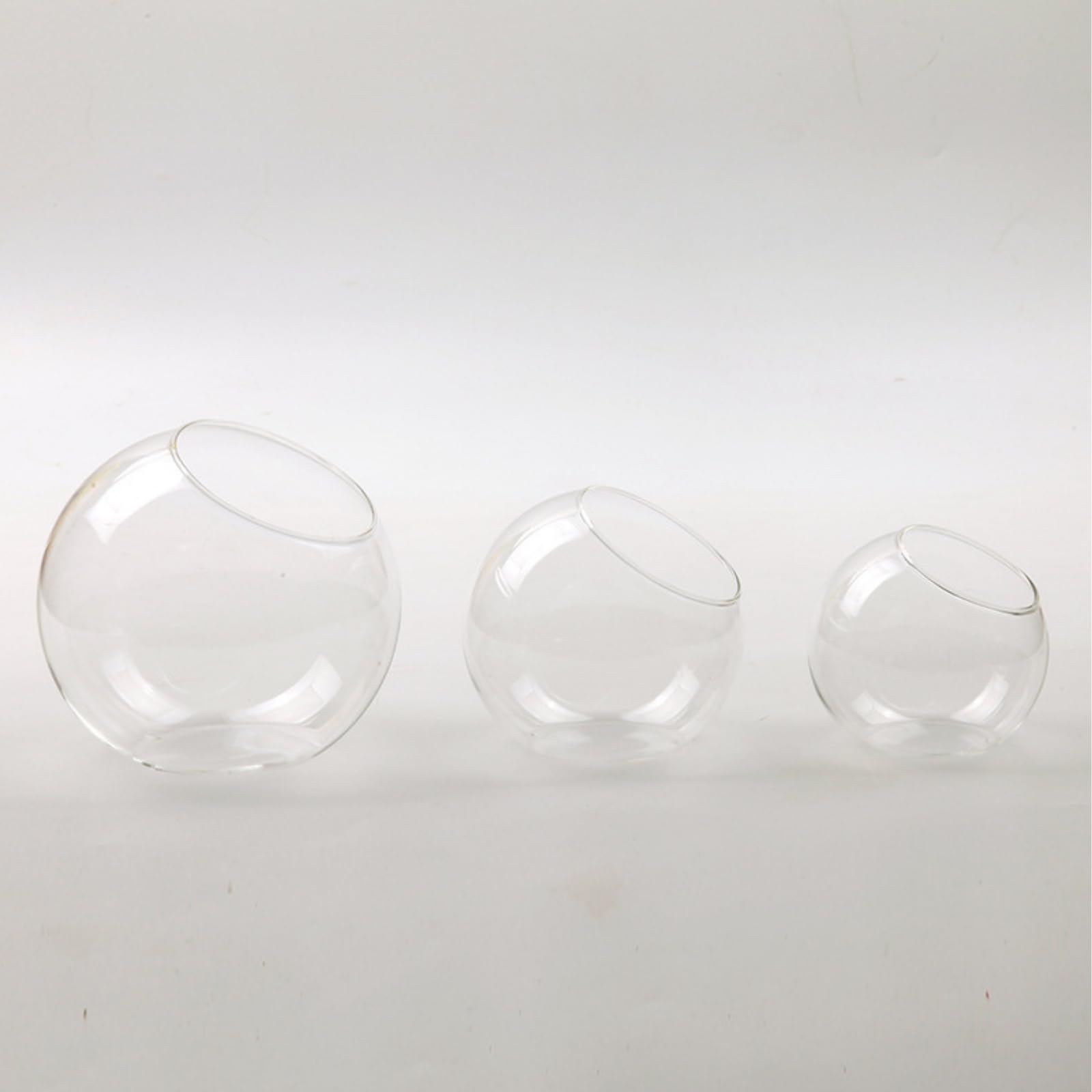 

[S.T.S.G] Glass Terrarium Planter Hydroponics Pot, Round, Stylish Interior Display, Cute Plants (Set of 3, Extra Small, Small, and Medium)