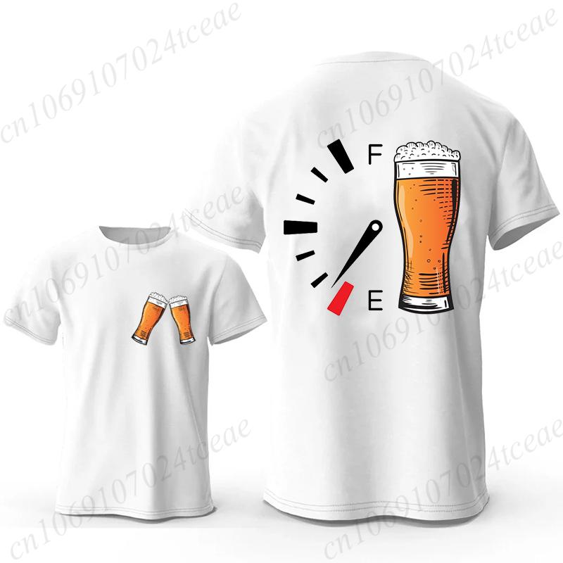 Tričko s krátkým rukávem pro muže ženy tričko oblečení prázdná pivní nádrž pivní potisk trička palivoměr pivo móda ležérní oversized top Y2K