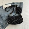 Polka Dot Bow Corduroy Shoulder Underarm Bags for Women Lightweight Portable Ladies Crossbody Bag Outdoor Handbag Coin Purse