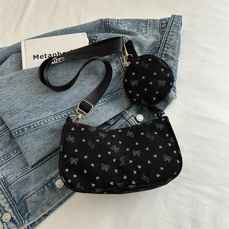 

Polka Dot Bow Corduroy Shoulder Underarm Bags for Women Lightweight Portable Ladies Crossbody Bag Outdoor Handbag Coin Purse чёрный