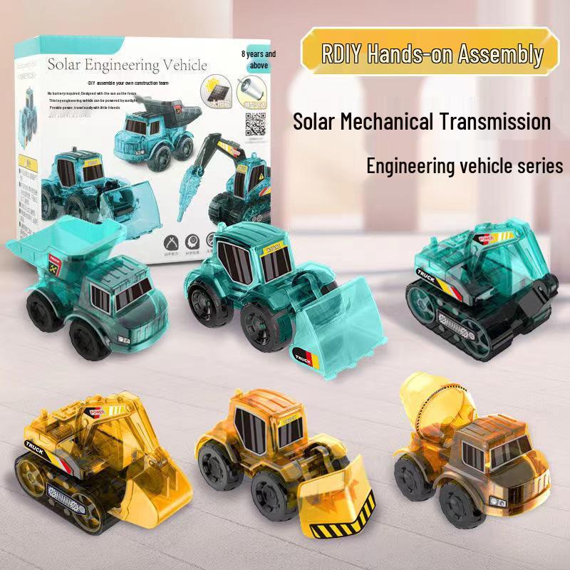 DIY Solar Engineering Vehicle Kit: Excavator & Bulldozer Model for Students