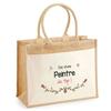 Beach Bag - PLANETEE - Jute with Pocket Painter At the Top - Cotton - Multicolored - 43x33 Cm