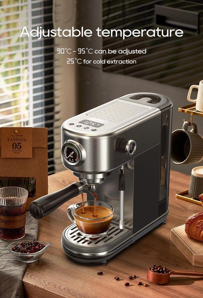 HiBREW 20Bar Semi Automatic Espresso Coffee Machine Temperature Adjustable Cold/Hot Super Slim Coffee Maker Cappuccino H10B