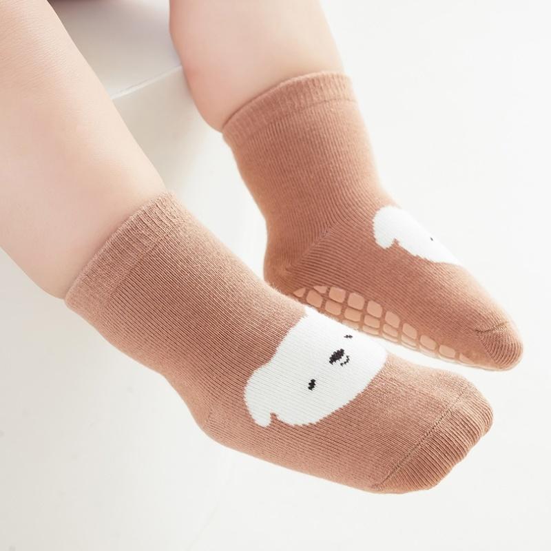 Newborn Boy Girl Cotton Anti-Slip Floor Socks Spring Autumn Korean Cute Cartoon Toddler Socks Children Rubber Soles Sports Sock