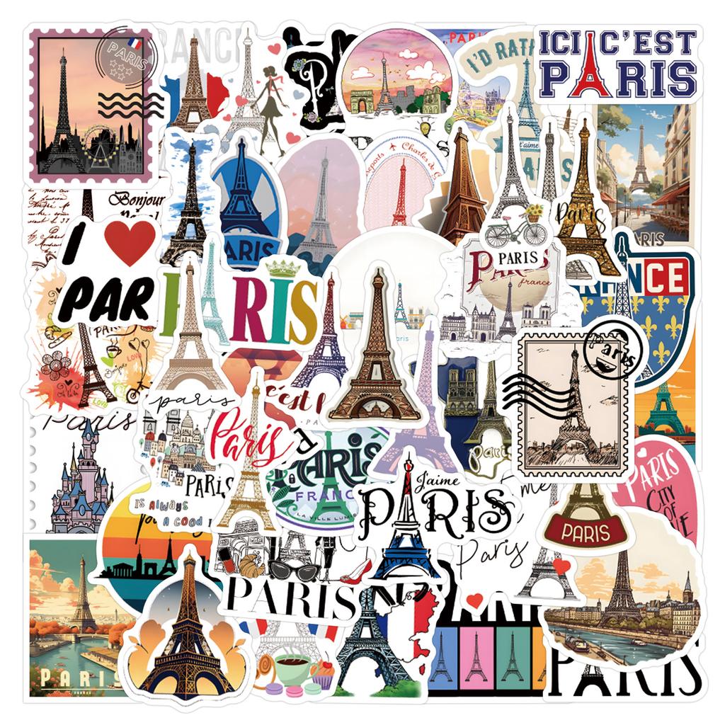55 New Style Love In Paris Graffiti Stickers Waterproof Suitcase Mobile Phone Skateboard Stickers