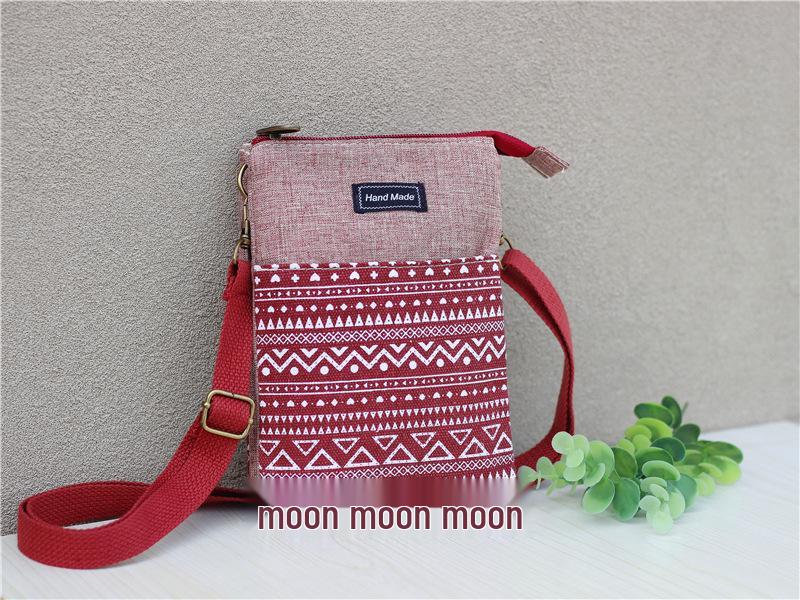 Ethnic White Pattern 5-Layer Crossbody Fabric Bag: Multi-Compartment Fashion Bag for Phone and Makeup, Perfect for Women and Students.