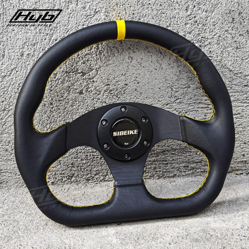 320mm D Shape Sports Steering Wheel Black Leather Universal 13Inch Racing Gaming JDM Steering Wheel