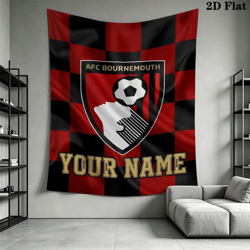 Custom Name Afc Bournemouth Wall Tapestry Aesthetic Wall Hanging Printed Fabric Blanket Decorative Tapestries for Bedroom Living Room Home Decor