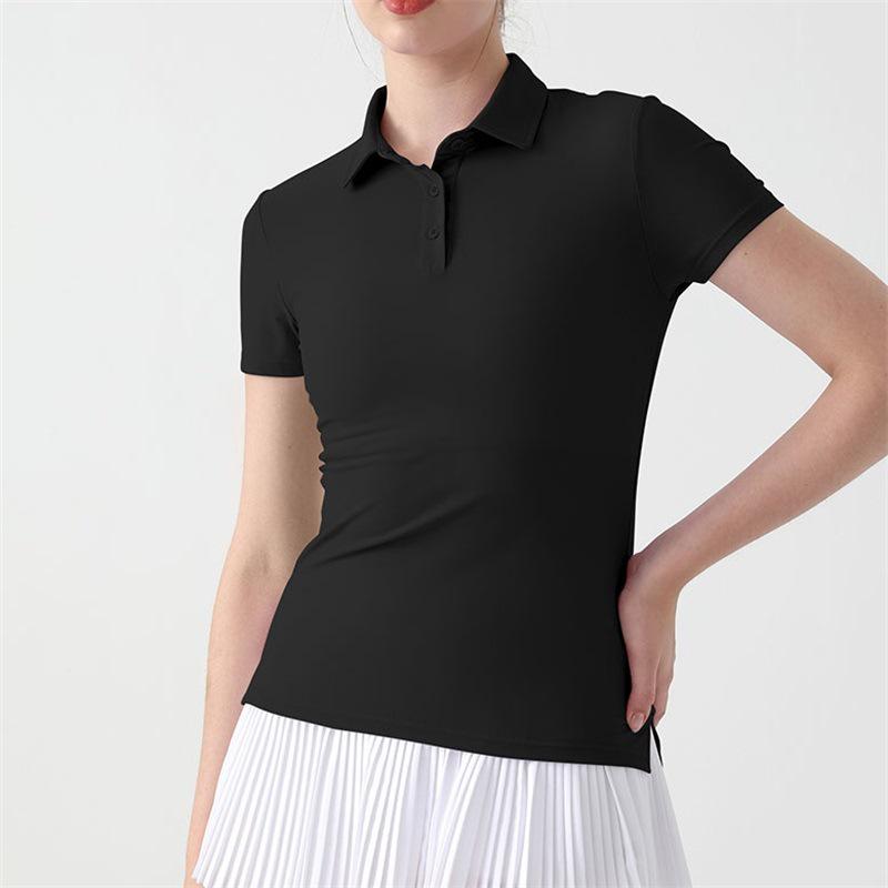 Women's Short Sleeve Yoga & Sports Polo Shirt - Breathable Fitness & Outdoor Running Apparel for Tennis, Badminton, and Golf.