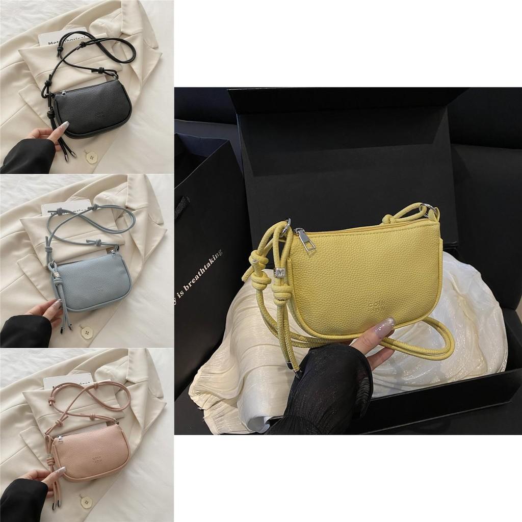 Simple Solid Color Lychee Texture Women Casual Shoulder Bag For Daily Use