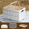 Outdoor Camping Folding Storage Box with Wooden Lid