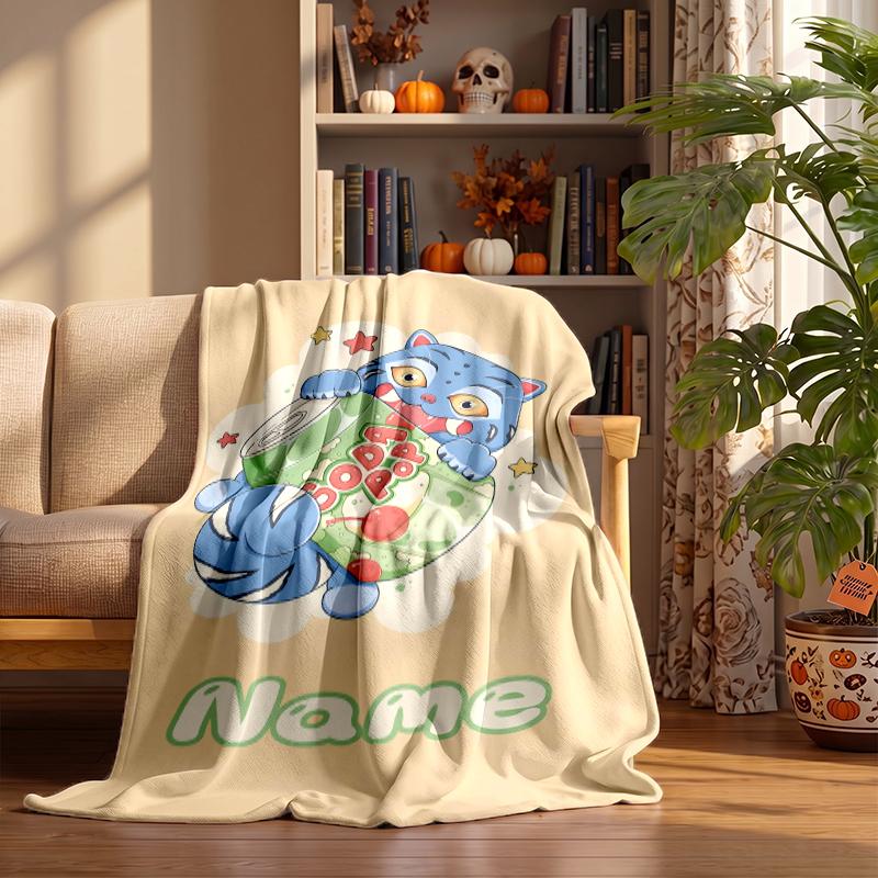 Derpy Tiger Custom Flannel Blankets Soft Warm Cozy Throws for Home Decor Holiday Gifts