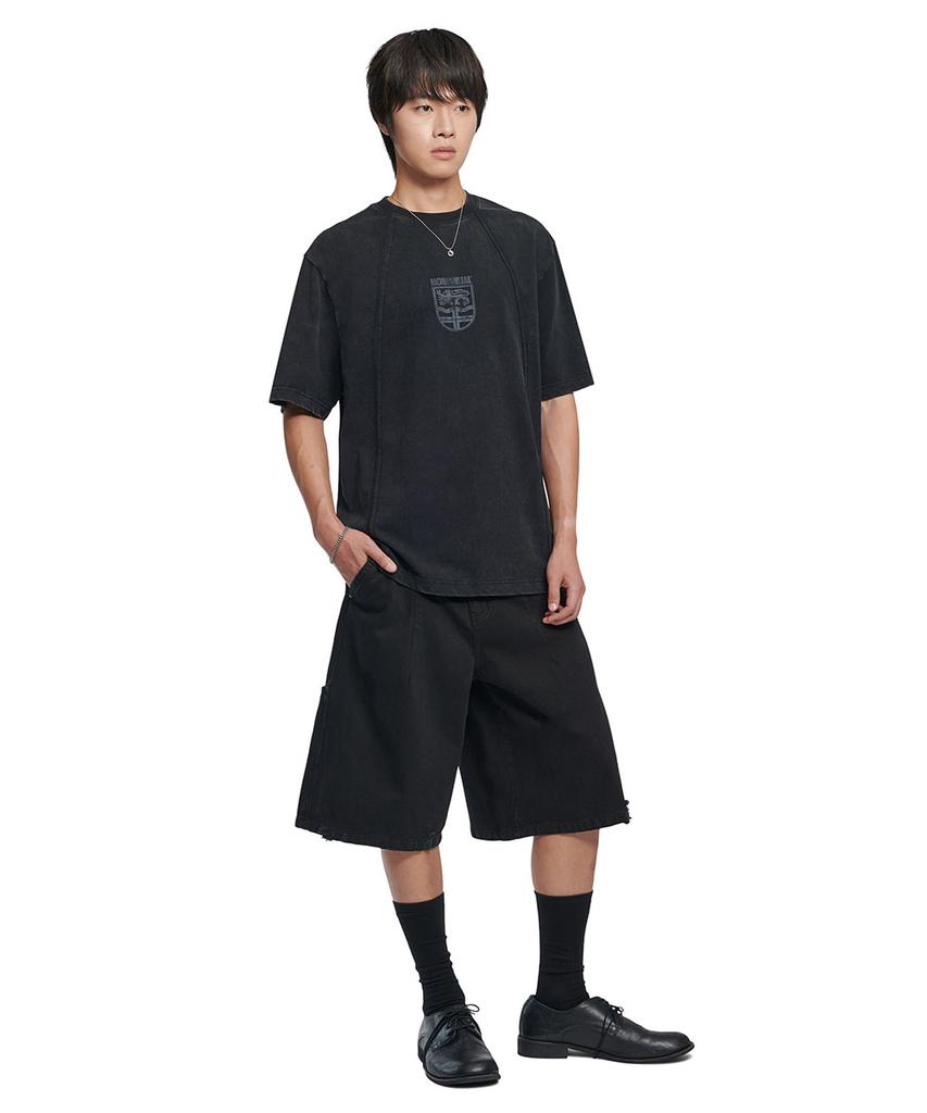Nomaenyueol Dual Slash Emblem T-Shirt - Washed Black