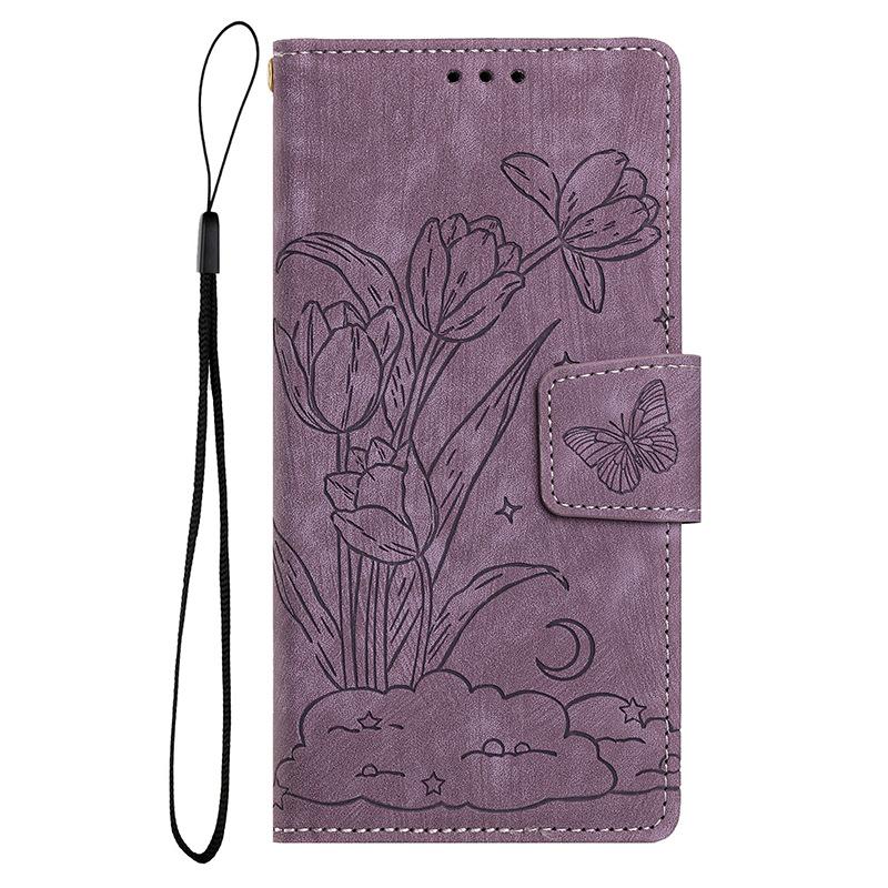Applicable GalaxyS25EdgeS24FE23 Anti-drop Embossed Mobile Phone Leather Case Samsung S26ULTRA Wallet Protection