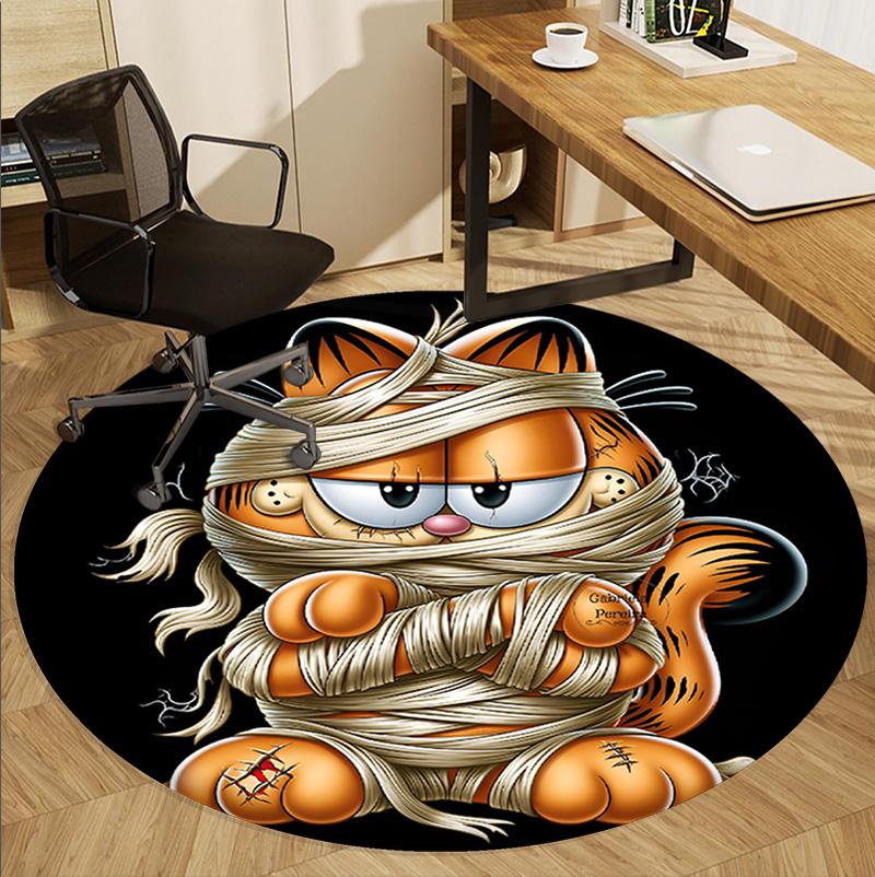Garfield Pattern Round Rug, Indoor/Outdoor Mat, for Picnic, Gameroom, Bedroom, Office, Living Room, Home Decor Carpet, Birthday Gift