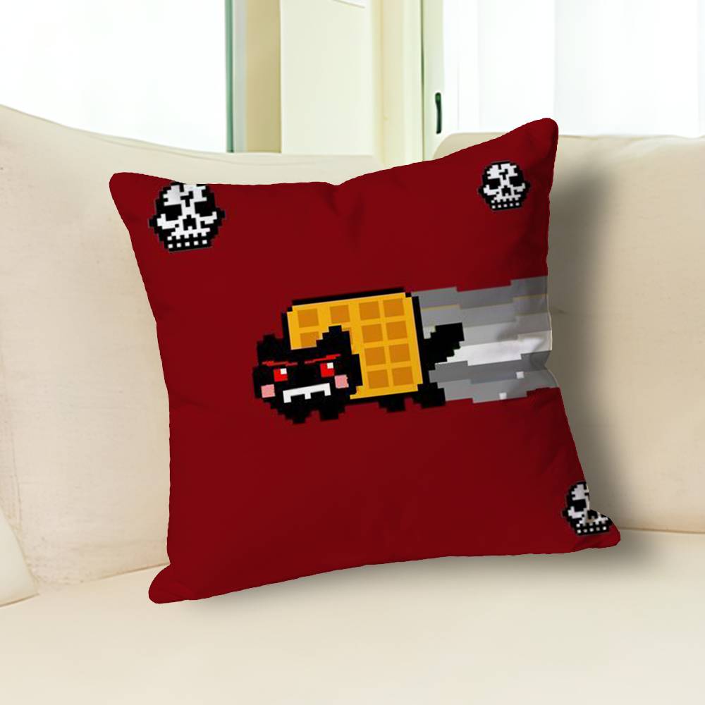 Funny N-Nyan Cat Pillow Cases for Bedroom Living Room Sofa Home Decor Polyester Cushion Cover with Zipper