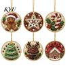 Acrylic Santa Hanging Ornaments 6 Pcs Christmas Pearl Art Ornaments, 2D Flat Holiday Tree Pendant, Decorations Effect Decoration for Home Wall