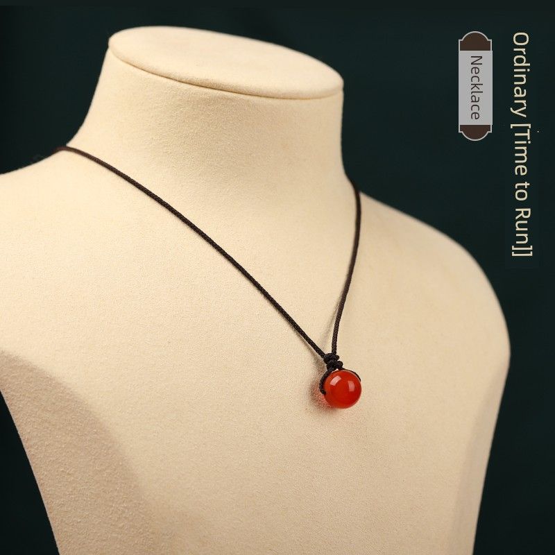 

Браслет из агата, популярный в сети, ожерелье, кулон на шнурке, как в TikTok, парные браслеты, женский браслет на ногу, цепочка для ключицы, шейный шнурок Time to run [coffee rope adjustable]]