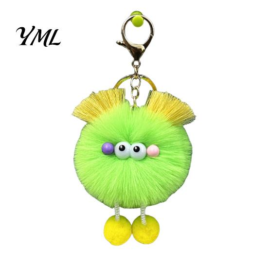Plush Bag Accessory Cartoon Ball Keychain, Fluffy Pompom Keychain with Metal Clasp, Key Holder Backpacks Handbags Keys Decorative Pendant for