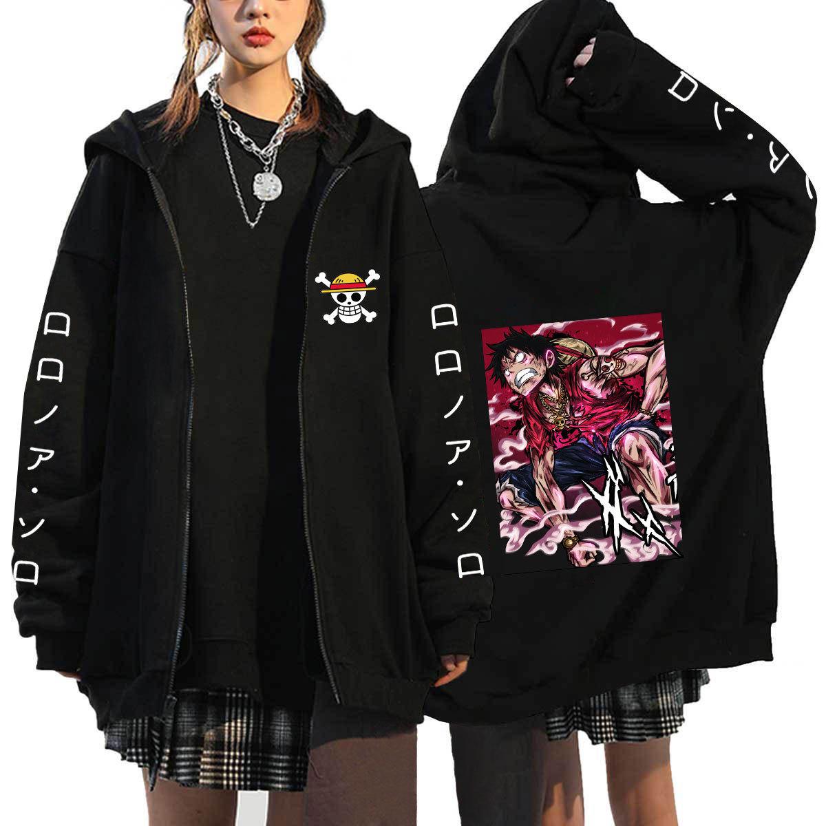 Discount Market One Piece Luffy Koning der Piraten Rits Hoodie - Heren Casual Capuchon Sweatshirt Vest XL