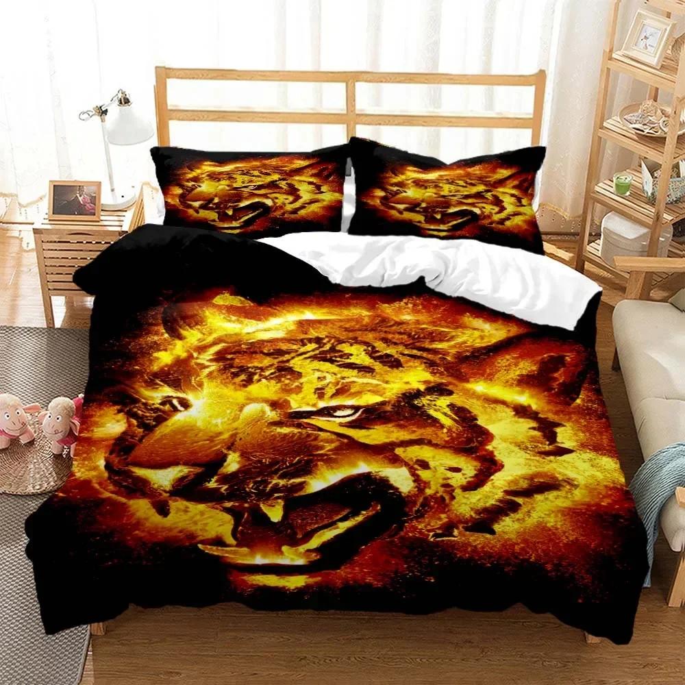 Tiger pattern Digital Print Comfortable Duvet Quilt Cover Pillowcase Bedding Set Children Bedroom Decoration Home Textile