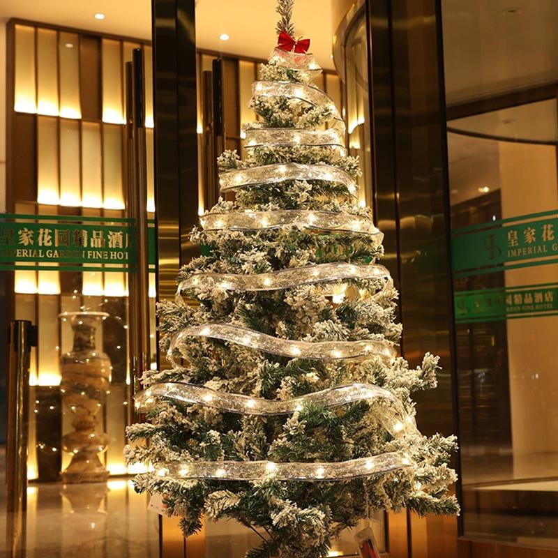 Christmas Ribbon String Lights 50/100Led Christmas Tree Diy Bows Light Home Navidad New Year Venue Wedding Party Decoration