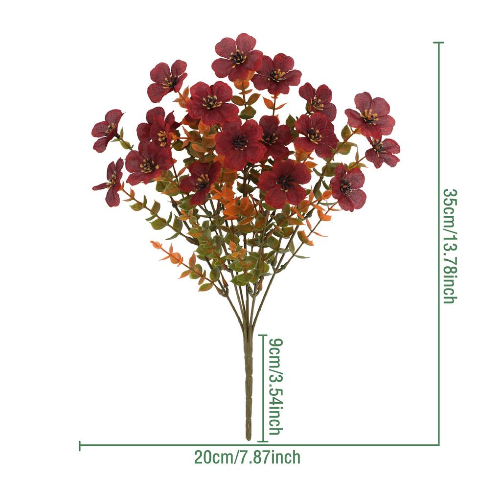 5 Bundles Plastic Fake Fall Artificial Flowers UV Resistant Fake Plastic Flowers Faux Plastic Flowers for Home Party Outdoor