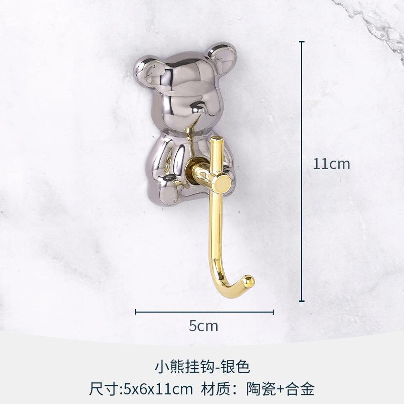 Little Bear Soap Dish Creative Bathroom Wall Hanging Ceramic Towel Holder and Hook Modern Home Decoration Bathroom Accessories