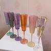 Elegant Hammered Heart-Shaped High-Stemmed Crystal Champagne Glass with Gold-Plated Edge