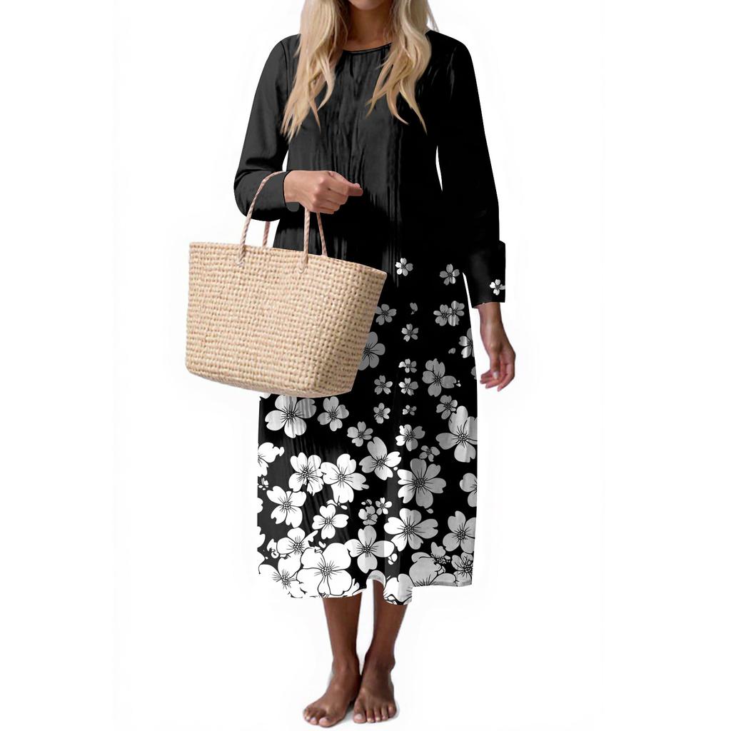 Women's Fashion Casual Sleeveless Round Neck Solid Color Elegant Temperament Dress