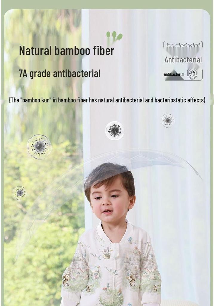 Bamboo Cotton Baby Sleeping Bag Pajamas: Breathable, Antibacterial, Anti-Kick Design for Children