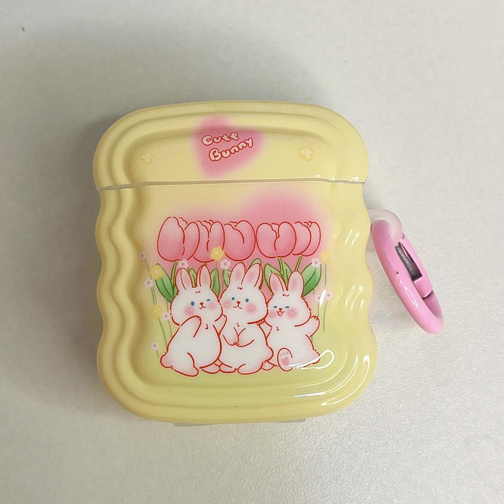 Roztomilý vlnitý zajíček s gradientem a krásnou klíčenkou s bezdrátovým Bluetooth nabíjecím boxem pro Apple Airpod 3 1 Pro 2nd 2 sluchátka pouzdro