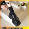 Cowhide version loafers women's platform leather women's shoes 2025 new height-increasing small leather shoes British style one-pedal single shoes