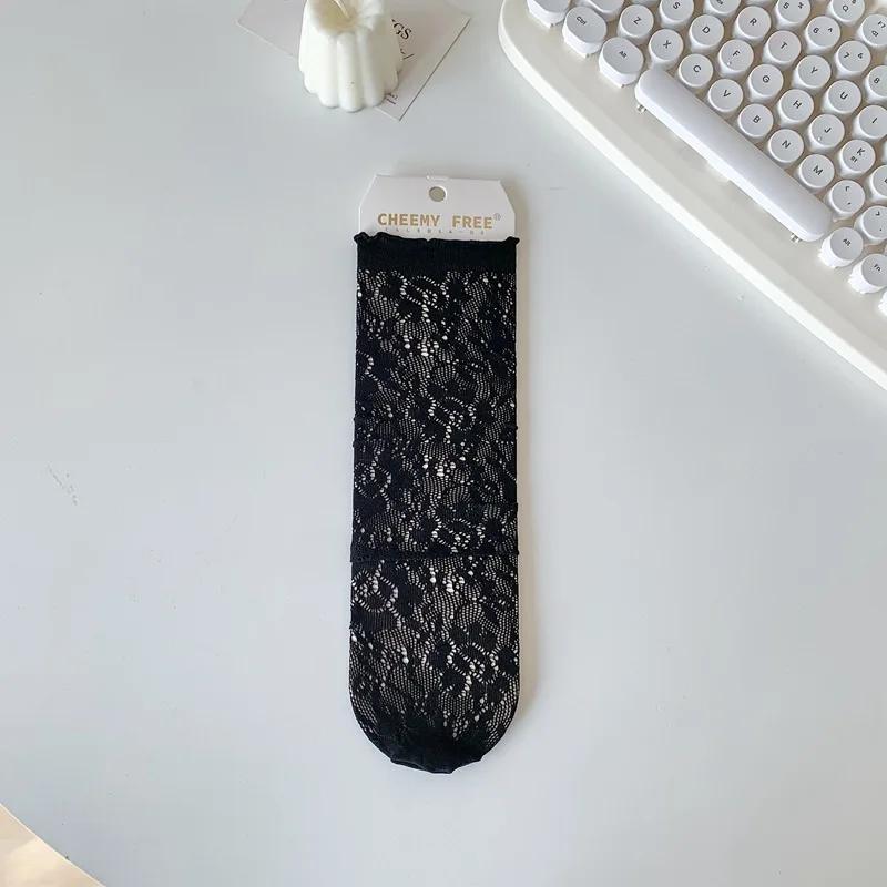 Summer Lace Hollow Out Socks Breathable Mesh Loose Long Socks Women Korean Fashion Thin Breathable Harajuku Vintage Crew Socks