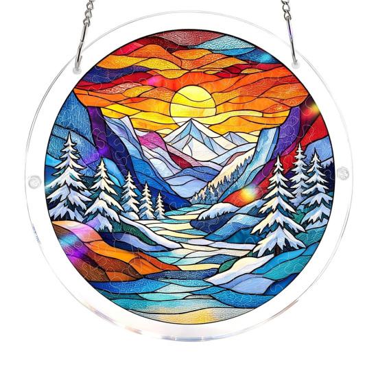 

Acrylic Puzzle Sun Catcher with Colorful Light Projection, DIY Window Hanging Decor for Garden Patio Living Room, UV Printed Puzzle for Home Office A