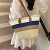 Niche Striped Woven Big Bag Women's New Commuter Versatile Straw Woven Tote Bag Seaside Beach Bag