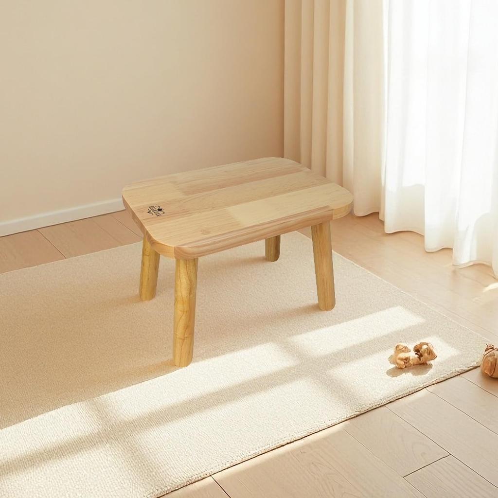 BEE&OAK Wooden Stool for Adults and Children, Solid Rubberwood Small Stool, Stylish Colors, Perfect for Bedroom, Bathroom, Kitchen, Plant Stand, Squar