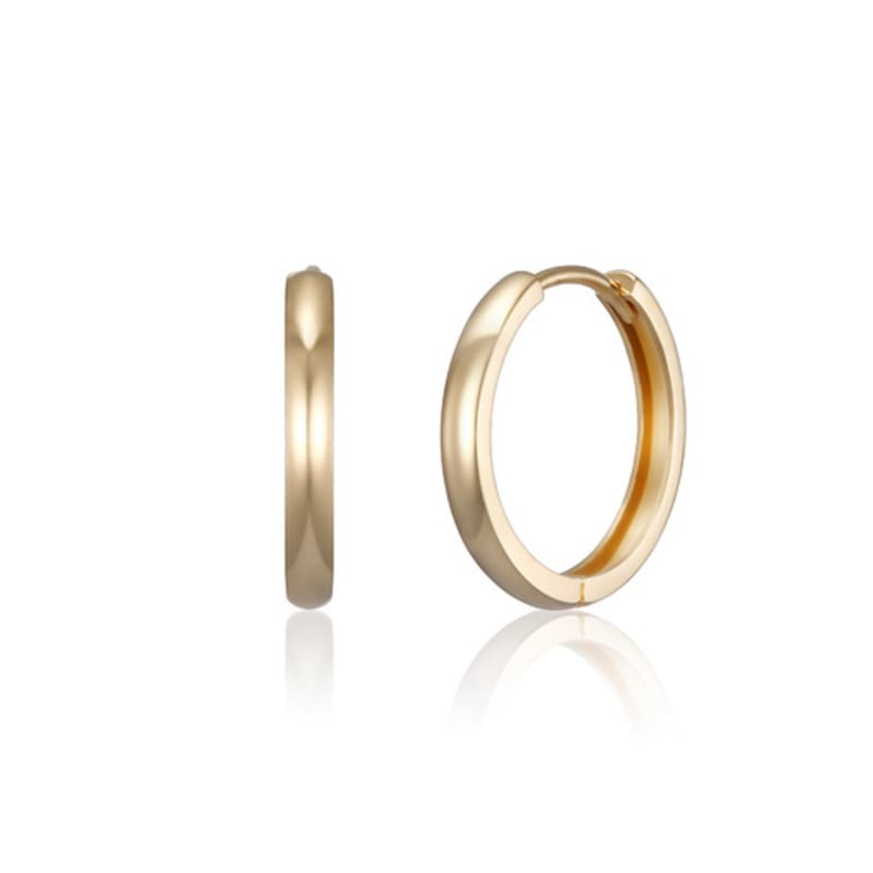 LUNNE 14k Classic Flat One-Touch Ring Earrings (14k Gold) #LFE32
